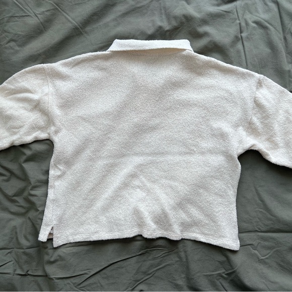 NWOT Zara kids Cropped loose polo cream knit fabric - Picture 3 of 4
